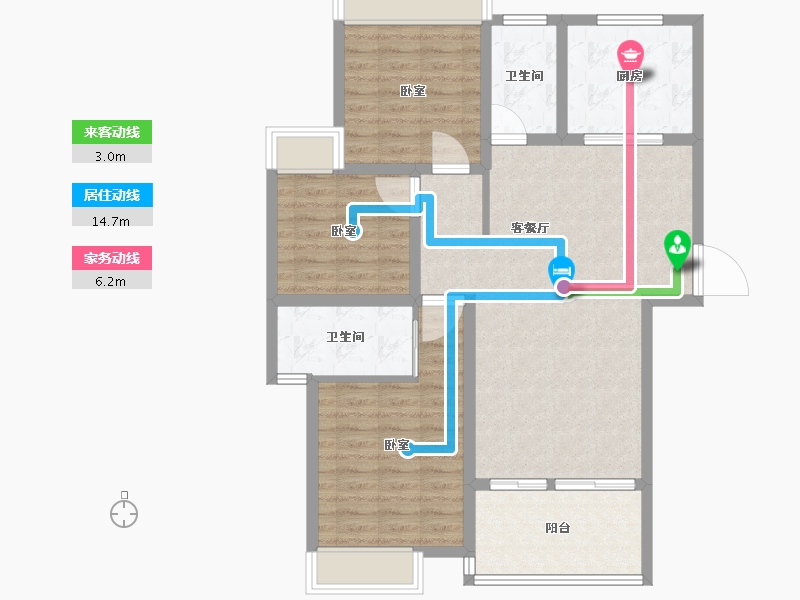 湖南省-怀化市-橡树湾-95.00-户型库-动静线