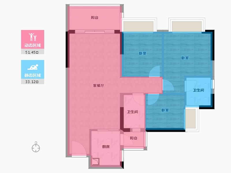 广东省-广州市-奥园锦江国际新城御峰-75.65-户型库-动静分区