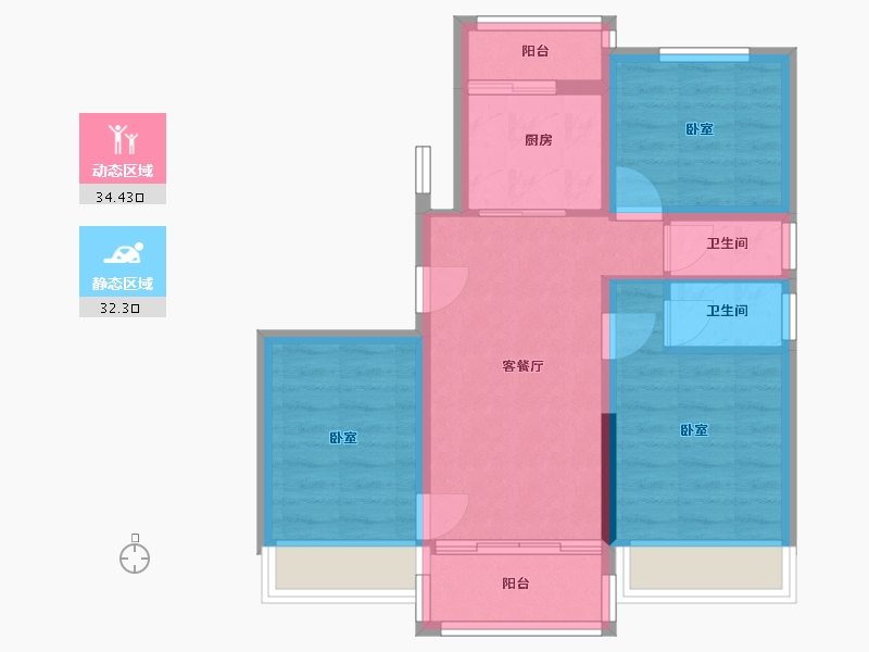 湖北省-十堰市-碧桂园·十里江湾-58.79-户型库-动静分区