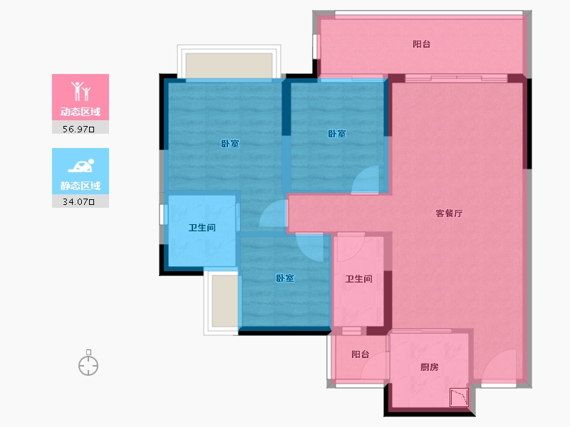 广东省-广州市-奥园锦江国际新城御峰-81.61-户型库-动静分区