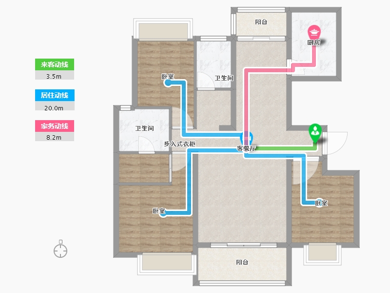 湖南省-怀化市-橡树湾-104.00-户型库-动静线