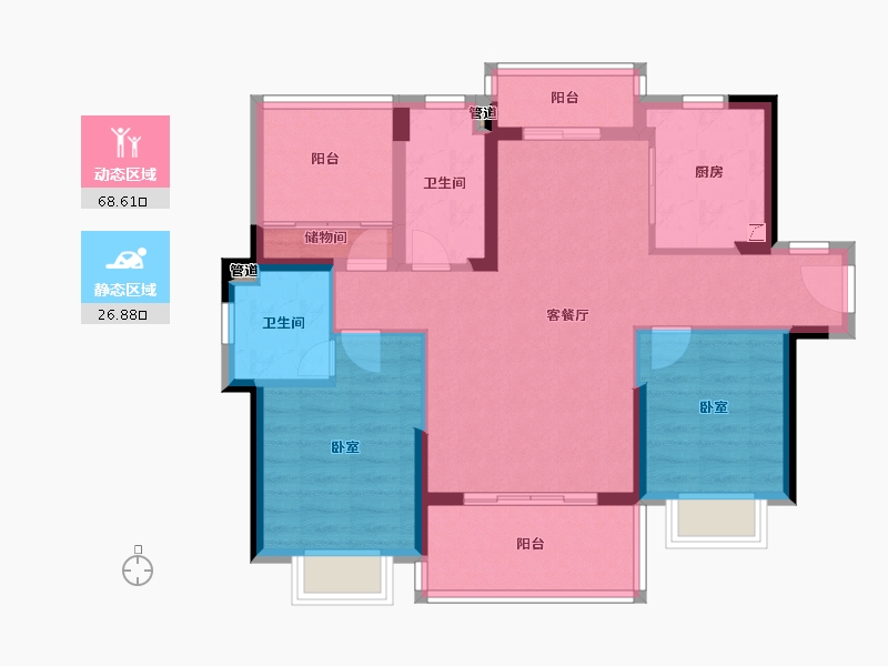 广东省-惠州市-美庐二期-85.01-户型库-动静分区