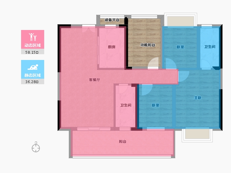 广西壮族自治区-贺州市-悦城·壹號院-93.61-户型库-动静分区