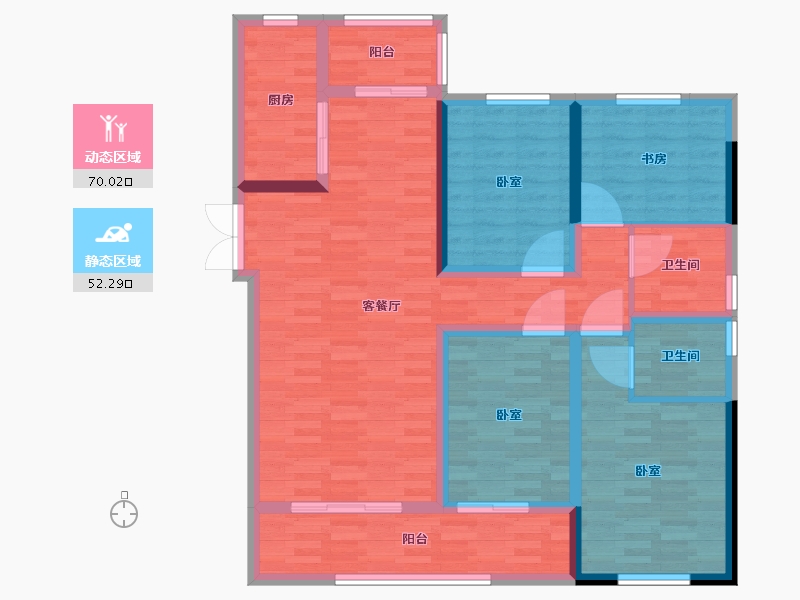 河南省-郑州市-兴港永威南樾-109.13-户型库-动静分区