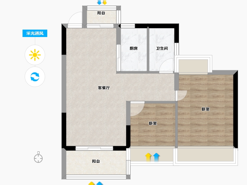 广东省-江门市-御海莲花-58.04-户型库-采光通风