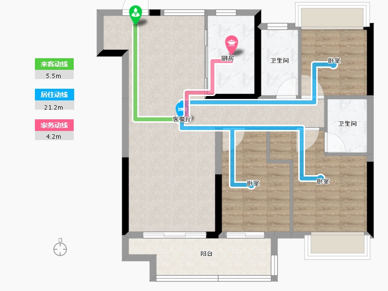 湖北省-荆州市-特发·幸福里-84.50-户型库-动静线