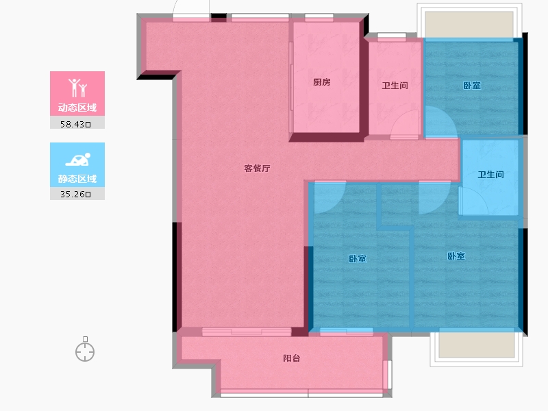 湖北省-荆州市-特发·幸福里-84.50-户型库-动静分区