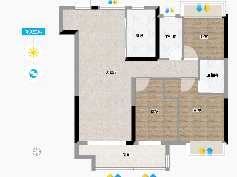 湖北省-荆州市-特发·幸福里-84.50-户型库-采光通风