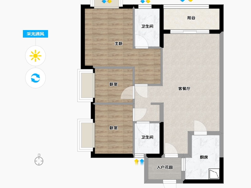 广东省-广州市-南沙时代-76.00-户型库-采光通风