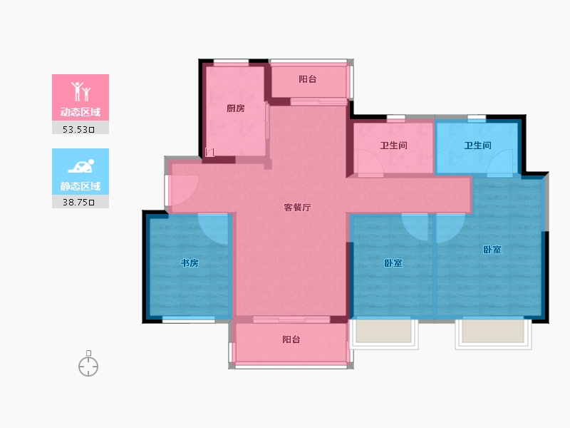 广东省-江门市-融创御府-82.00-户型库-动静分区