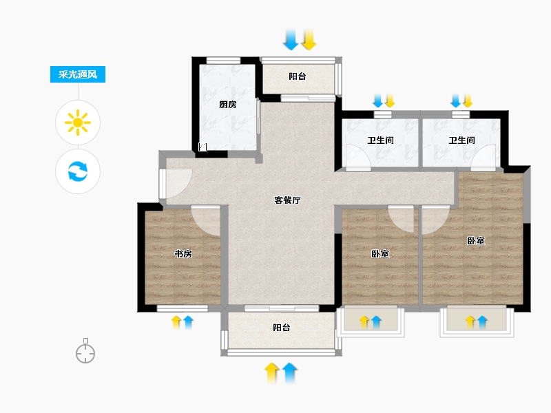 广东省-江门市-融创御府-82.00-户型库-采光通风