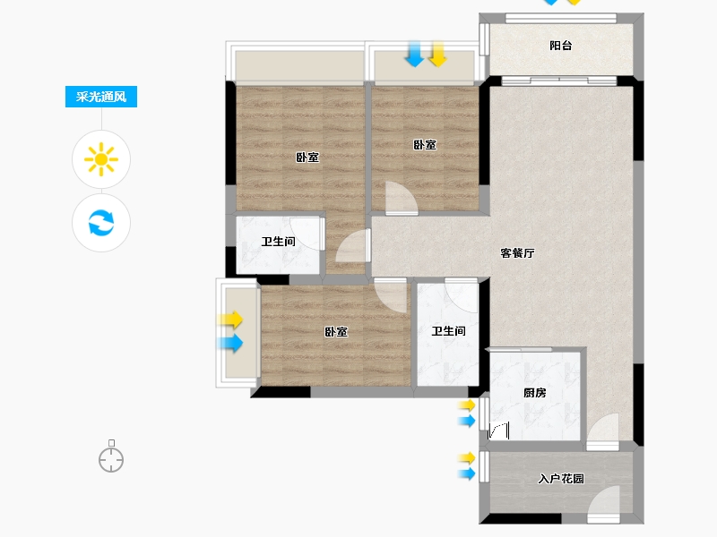 广东省-佛山市-创雄华府-78.90-户型库-采光通风