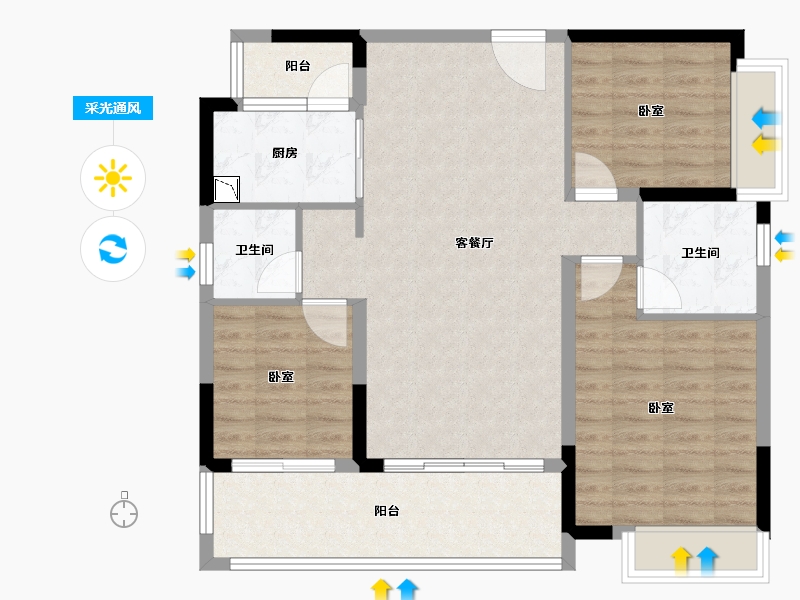 广东省-广州市-奥园锦江国际新城御峰-90.47-户型库-采光通风