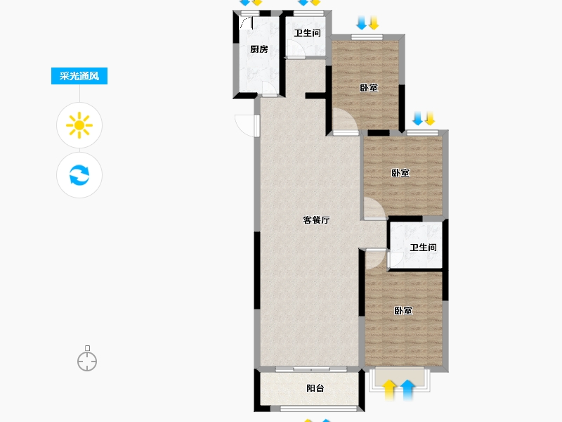 河南省-安阳市-银杏广场-107.10-户型库-采光通风