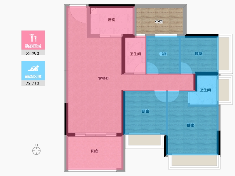 广东省-湛江市-汇泉·盛景名苑-90.01-户型库-动静分区