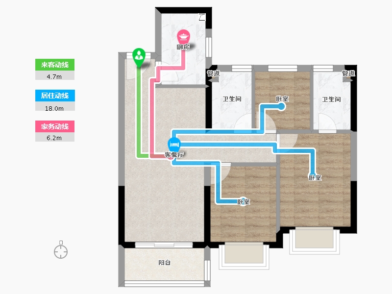 广东省-惠州市-碧桂园骏鑫公馆-65.05-户型库-动静线