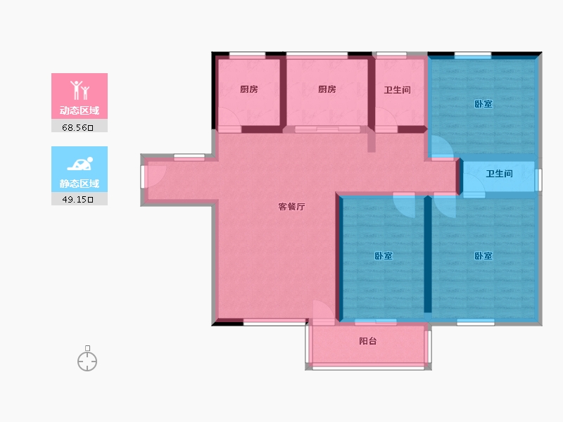 湖北省-十堰市-金港福座-104.55-户型库-动静分区