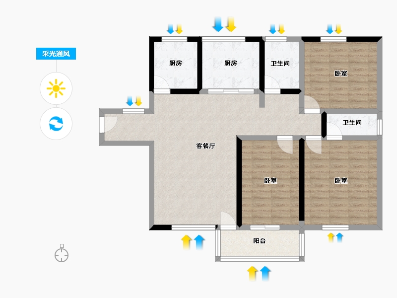 湖北省-十堰市-金港福座-104.55-户型库-采光通风