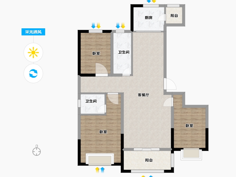 河南省-安阳市-滑县滨河世家-109.17-户型库-采光通风