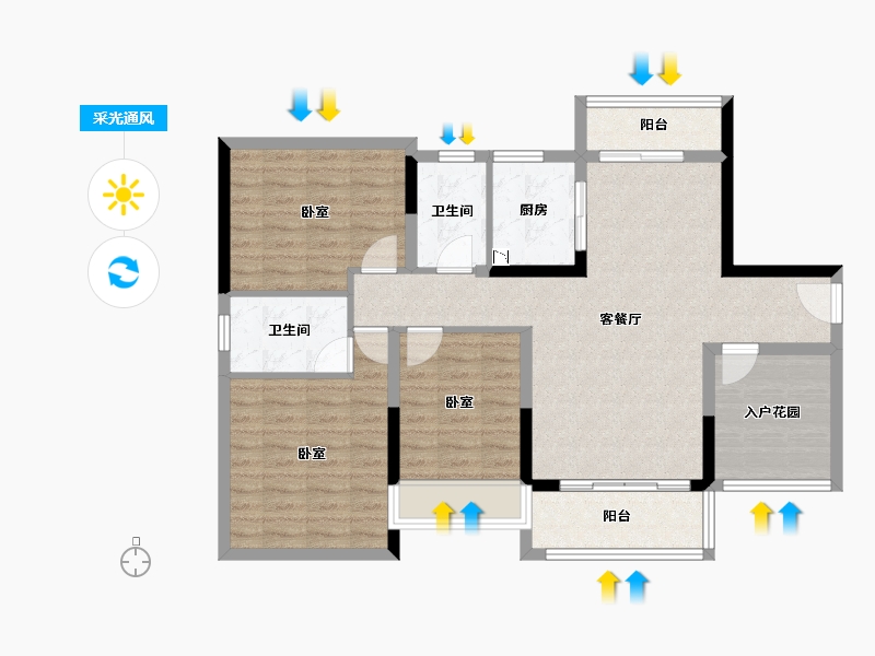 广东省-广州市-藏珑华府-95.05-户型库-采光通风