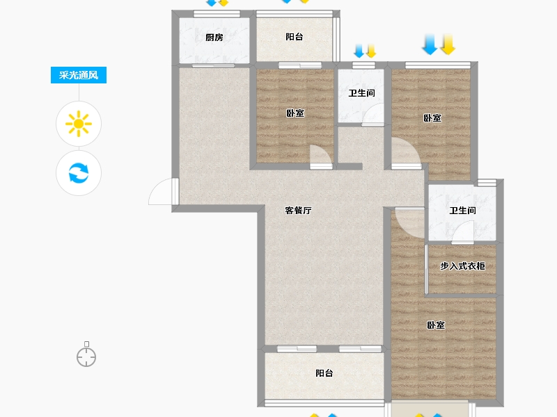 湖南省-怀化市-橡树湾-107.08-户型库-采光通风