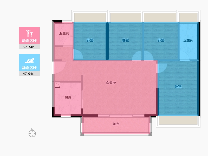 广东省-广州市-佛山时代天韵-90.52-户型库-动静分区