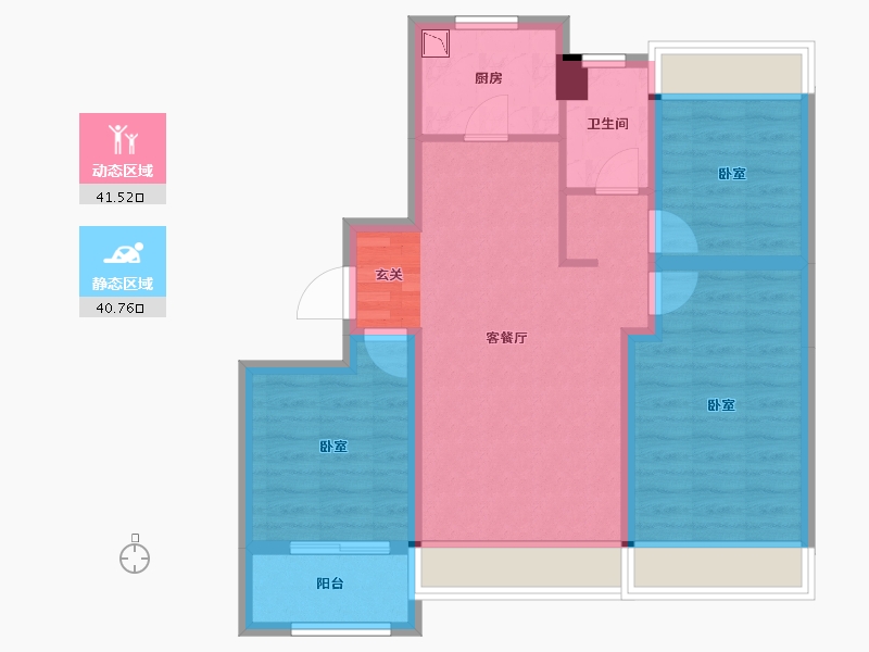 吉林省-长春市-云湖府邸-72.60-户型库-动静分区