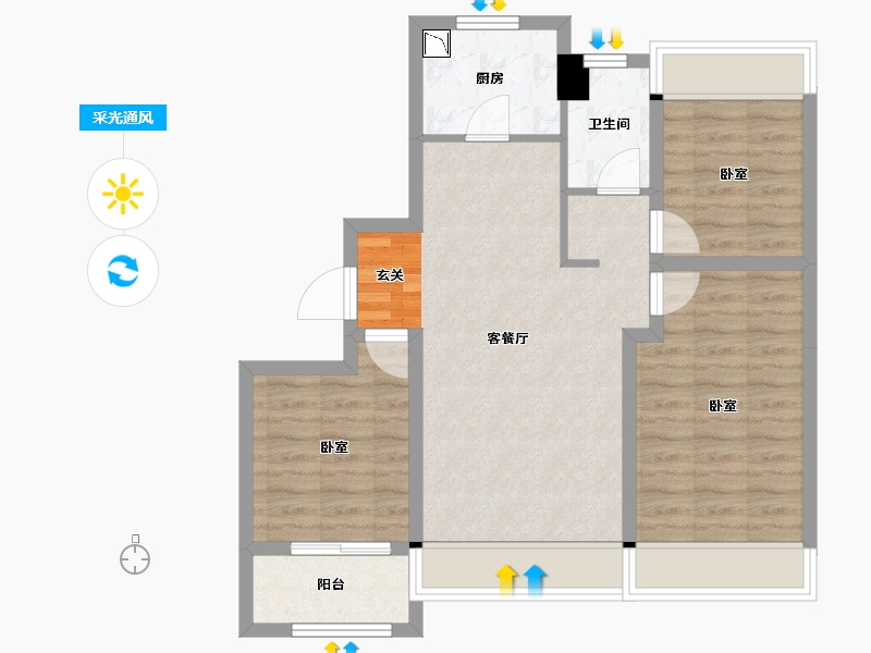 吉林省-长春市-云湖府邸-72.60-户型库-采光通风