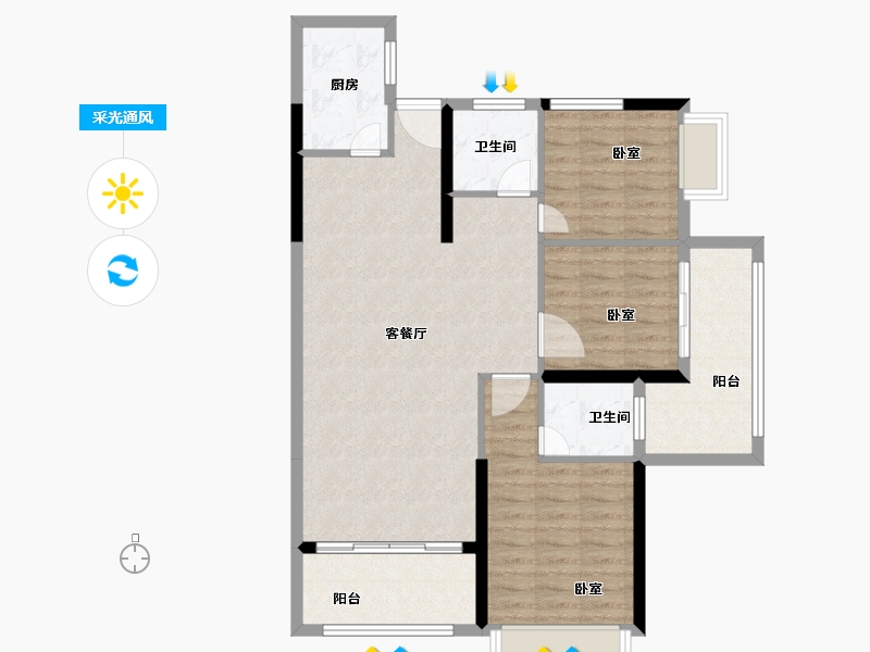 广东省-汕头市-天悦湾-94.00-户型库-采光通风