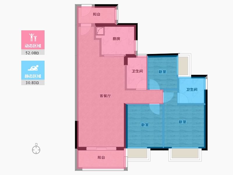 广东省-佛山市-时代倾城（鹤山）-73.60-户型库-动静分区