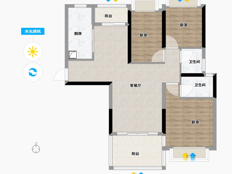 广东省-佛山市-合生君景-90.01-户型库-采光通风