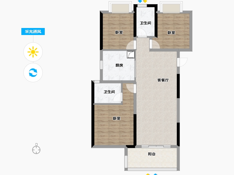 湖北省-孝感市-孝感保利香颂-92.00-户型库-采光通风