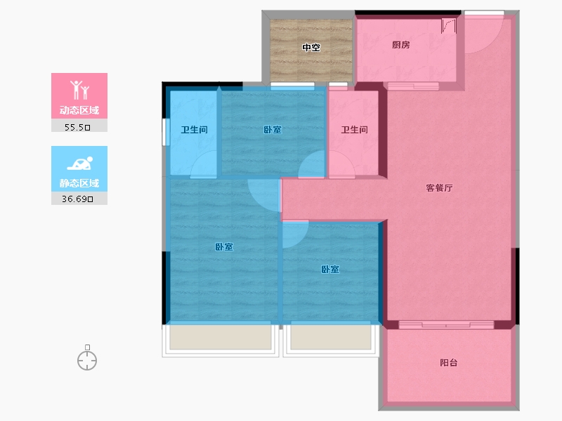 广东省-湛江市-汇泉·盛景名苑-87.68-户型库-动静分区