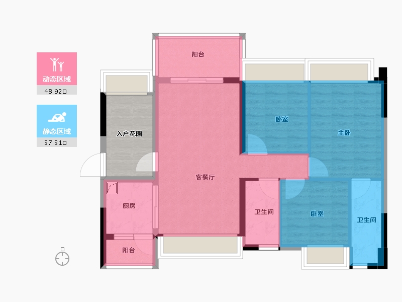 广东省-肇庆市-鸿益幸福湖畔-84.05-户型库-动静分区