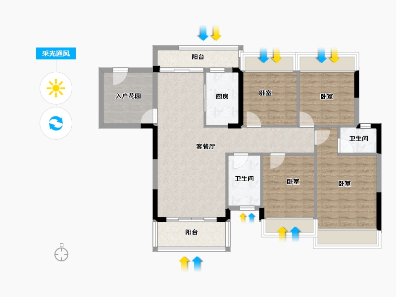 广东省-佛山市-创雄华府-102.55-户型库-采光通风