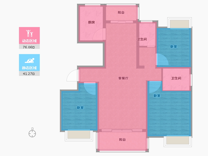 湖南省-怀化市-橡树湾-105.00-户型库-动静分区