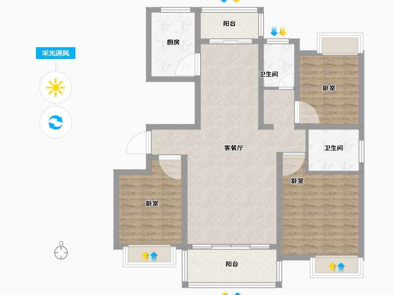 湖南省-怀化市-橡树湾-105.00-户型库-采光通风