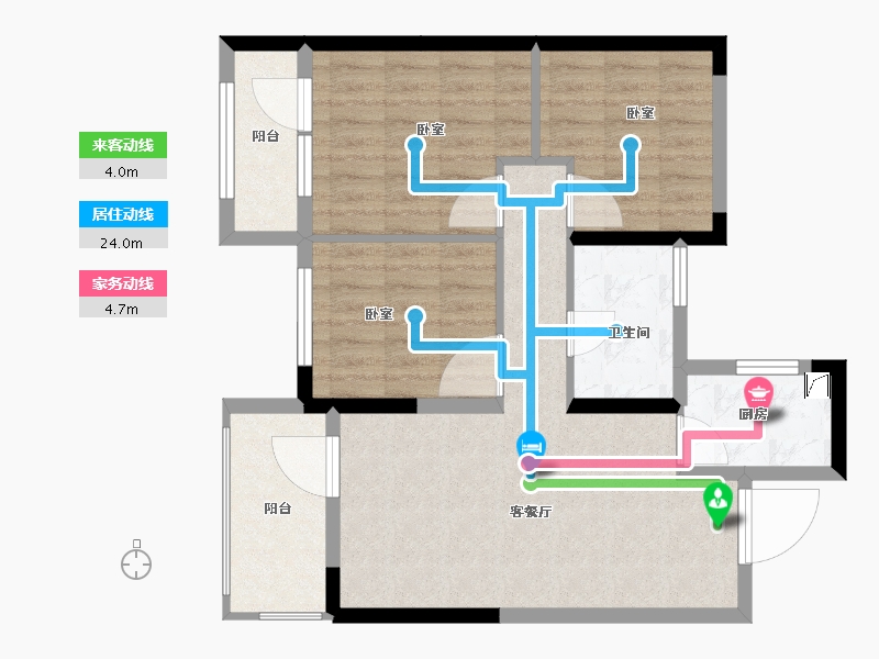 湖北省-武汉市-当代满庭春MOMΛ-75.70-户型库-动静线