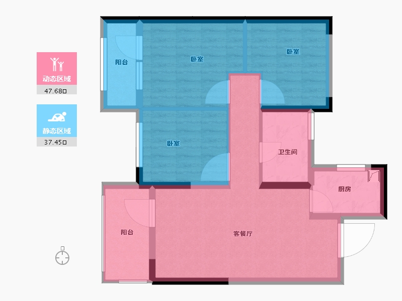 湖北省-武汉市-当代满庭春MOMΛ-75.70-户型库-动静分区