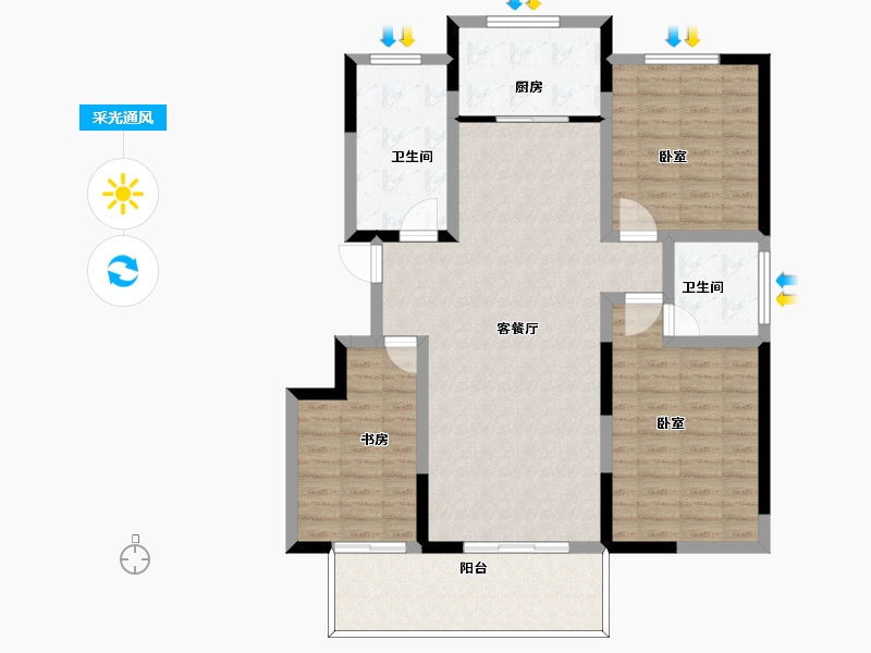 河南省-周口市-大兴第一城-111.00-户型库-采光通风