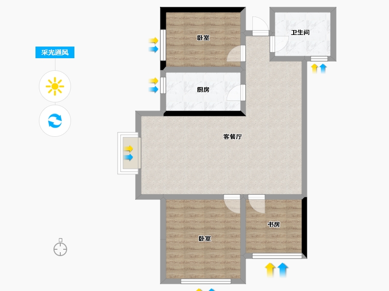 河南省-郑州市-鑫苑府-78.00-户型库-采光通风