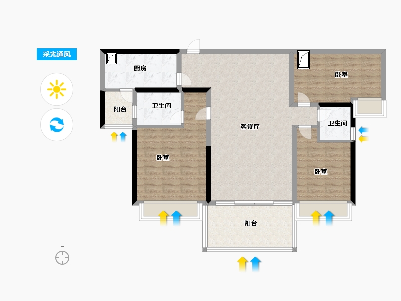 广东省-佛山市-合生君景-105.00-户型库-采光通风