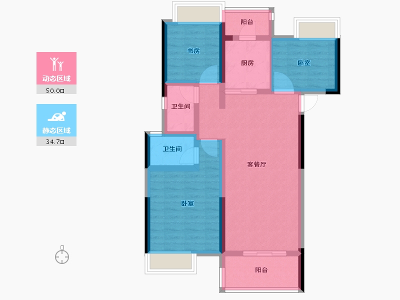 湖北省-荆州市-奥园学府里-74.55-户型库-动静分区