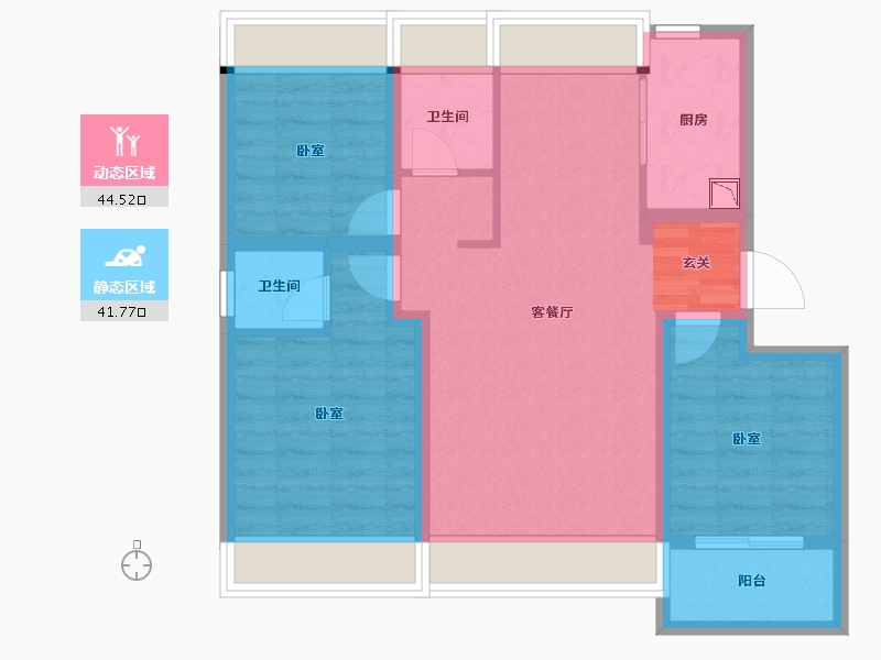 吉林省-长春市-云湖府邸-76.25-户型库-动静分区