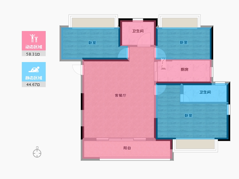 湖北省-孝感市-孝感保利香颂-92.00-户型库-动静分区