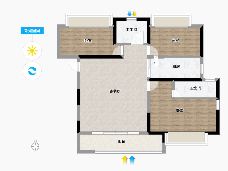 湖北省-孝感市-孝感保利香颂-92.00-户型库-采光通风