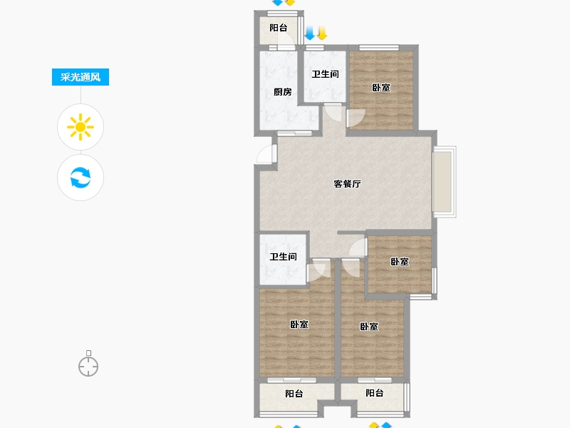 山西省-太原市-太原恒大滨河府-101.83-户型库-采光通风