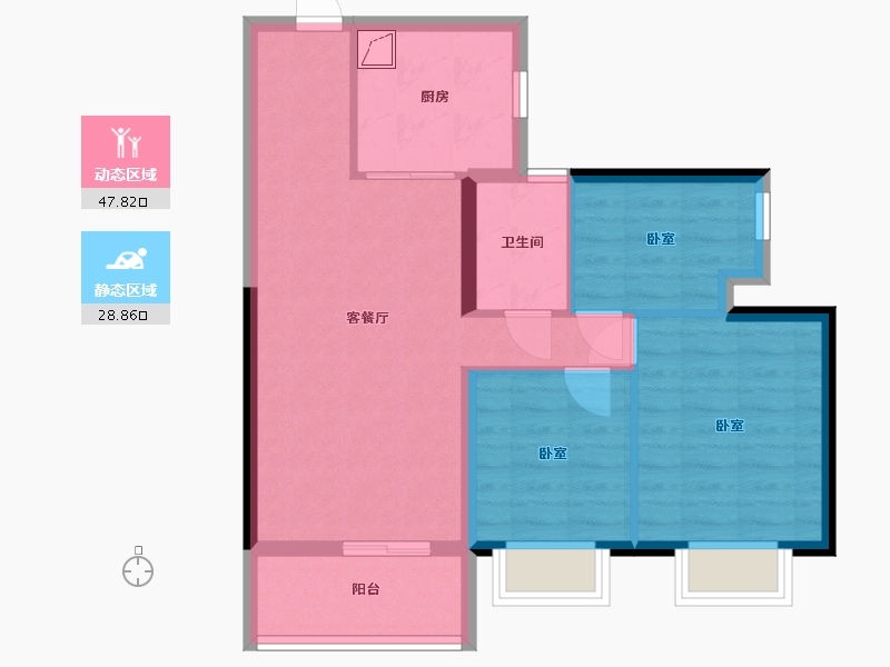 湖南省-株洲市-美的蓝溪谷-68.10-户型库-动静分区