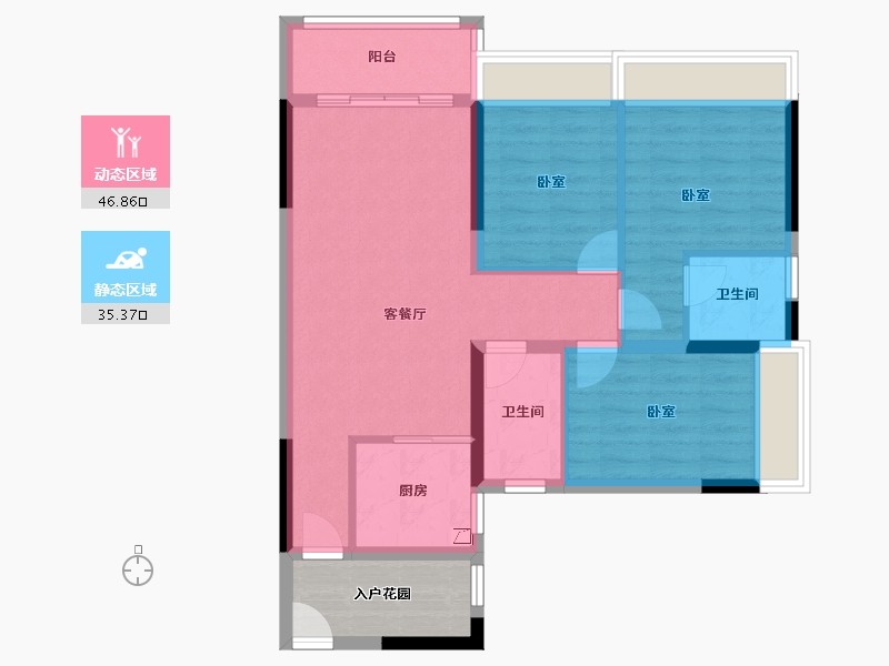 广东省-佛山市-创雄华府-78.80-户型库-动静分区