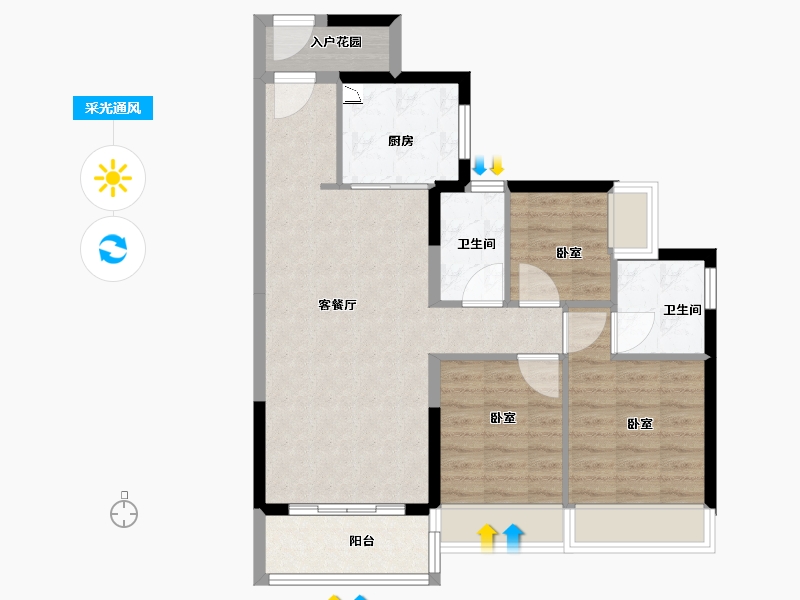 广东省-广州市-佛山时代天韵-78.00-户型库-采光通风